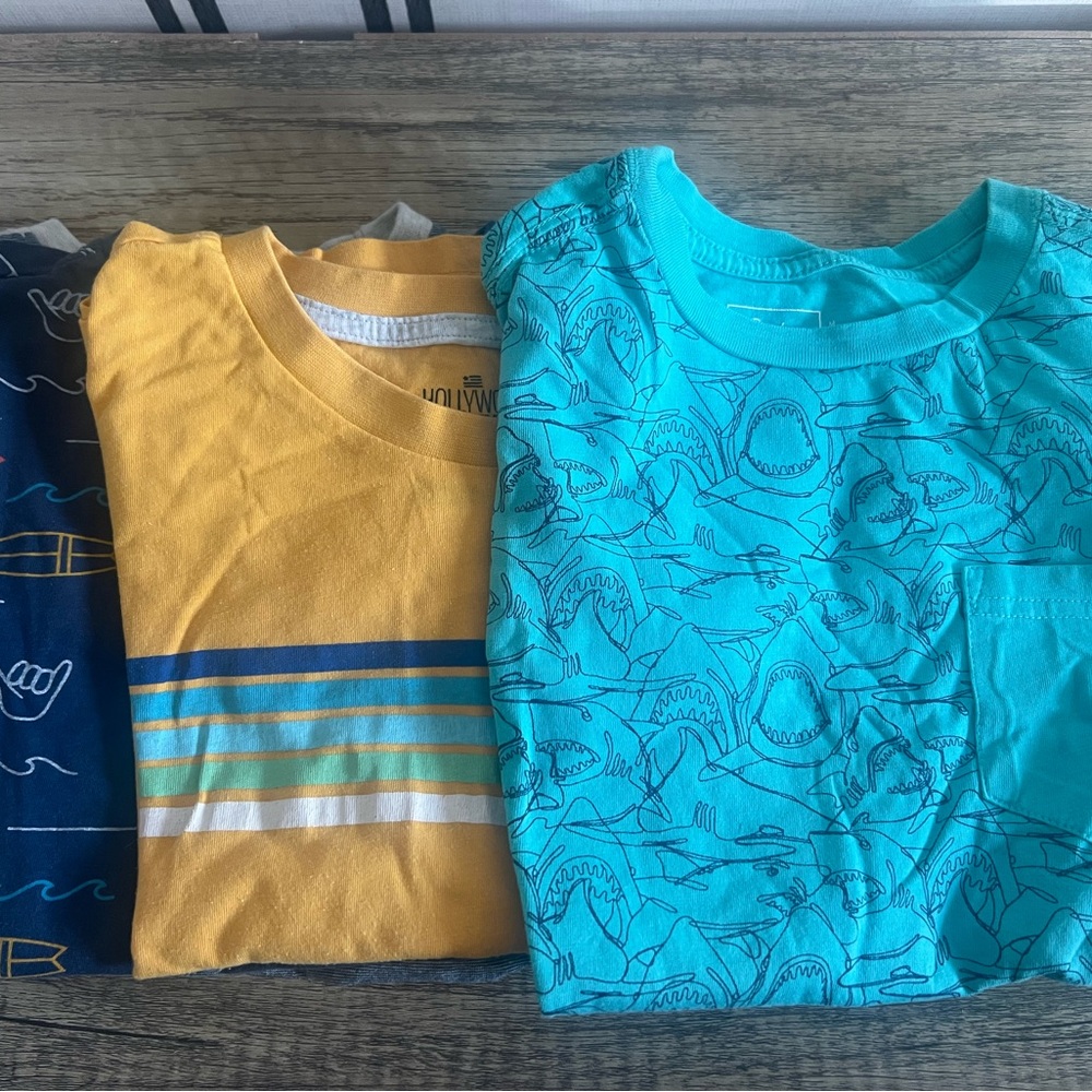 Set of 4 Kids Graphic T-Shirts - Blue, Yellow, and Teal